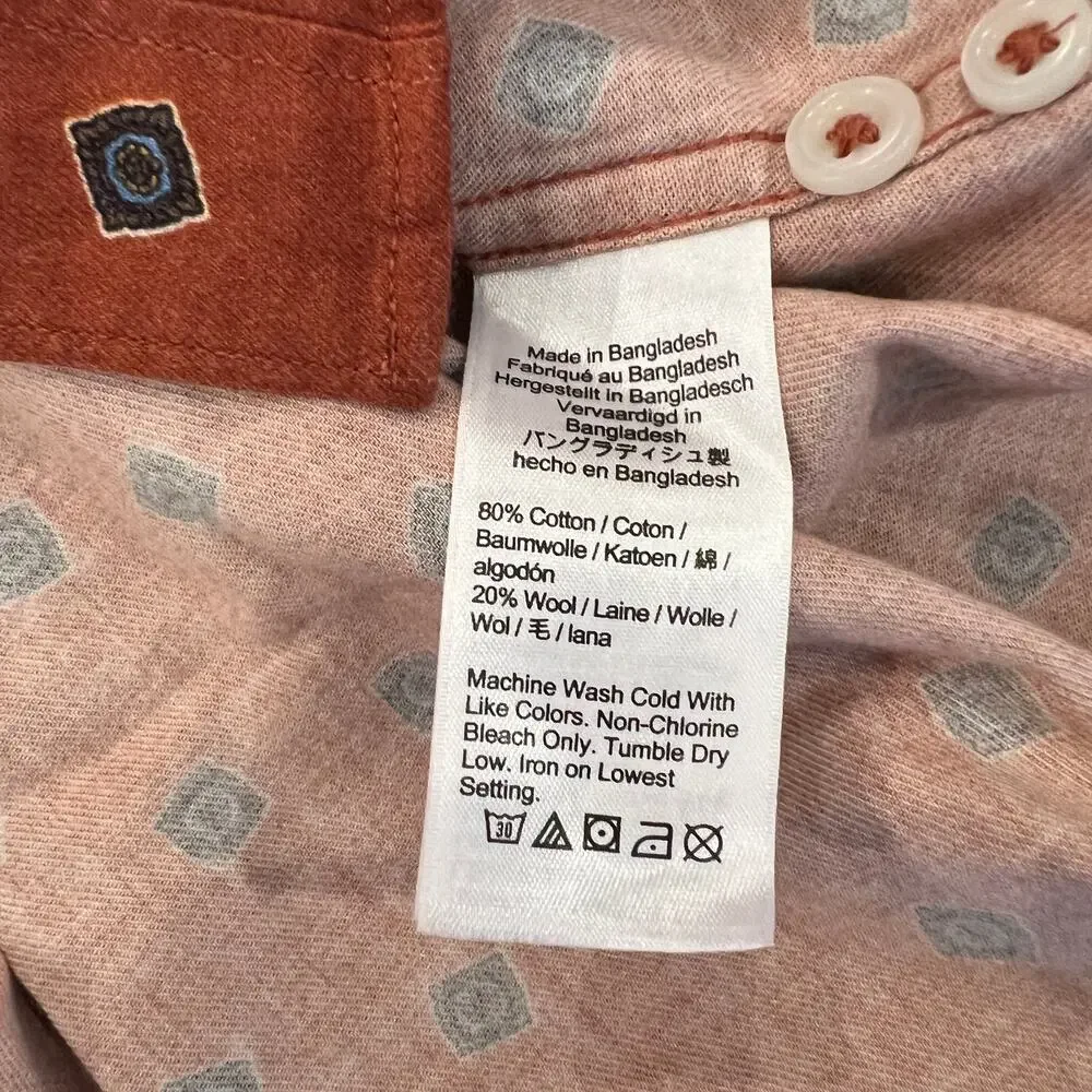 NWT J. Crew Men's Square Flower Red/Rust Blue Cotton-Wool Challis Shirt
